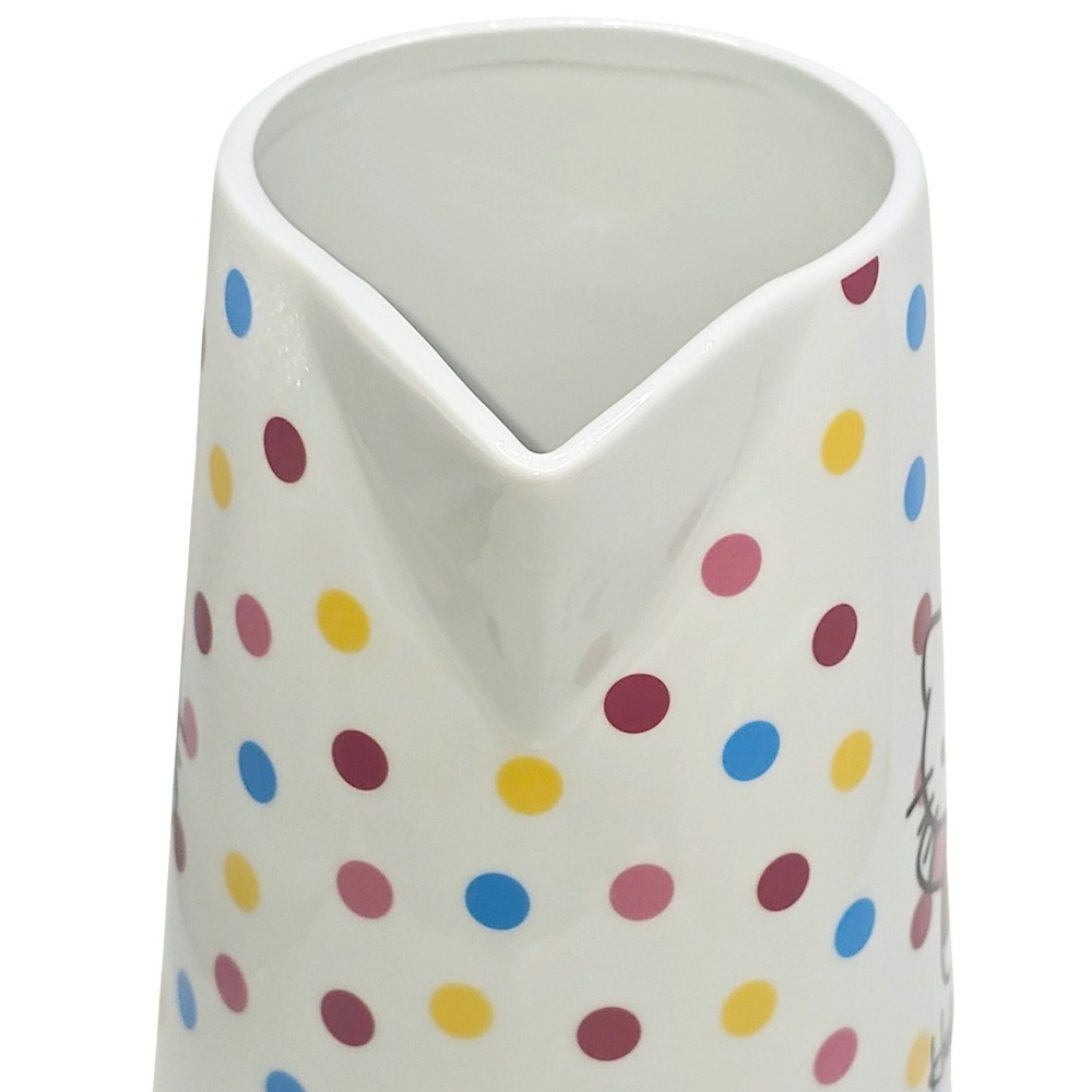 Hello Kitty Sanrio Ceramic Pitcher White Multi Color Polka Dot Character Jug - Picture 4 of 10